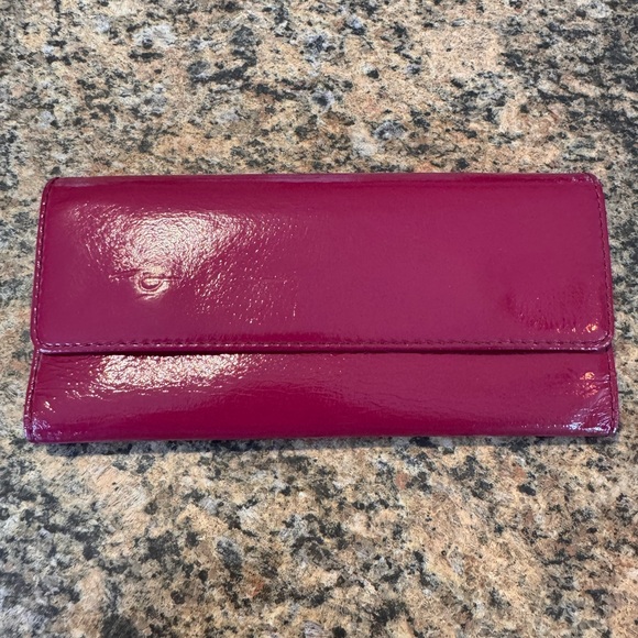 HOBO International Leather Wallet Pink Magenta Long TriFold - Picture 8 of 9